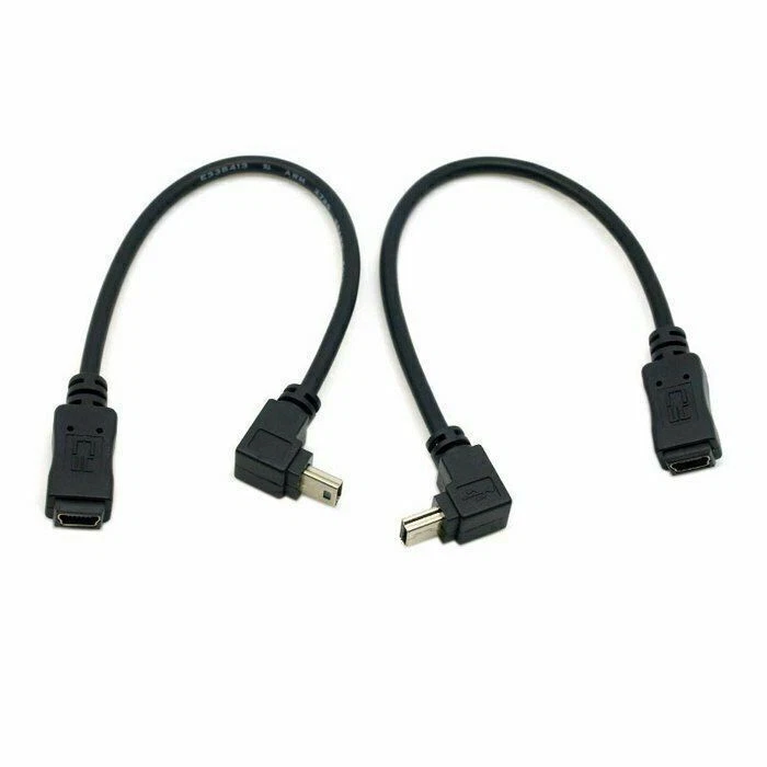 2pcs Mini USB 5 Pin Male to Female Cable 90 Degree Up Down Direction Angled CY - Image 2 of 4