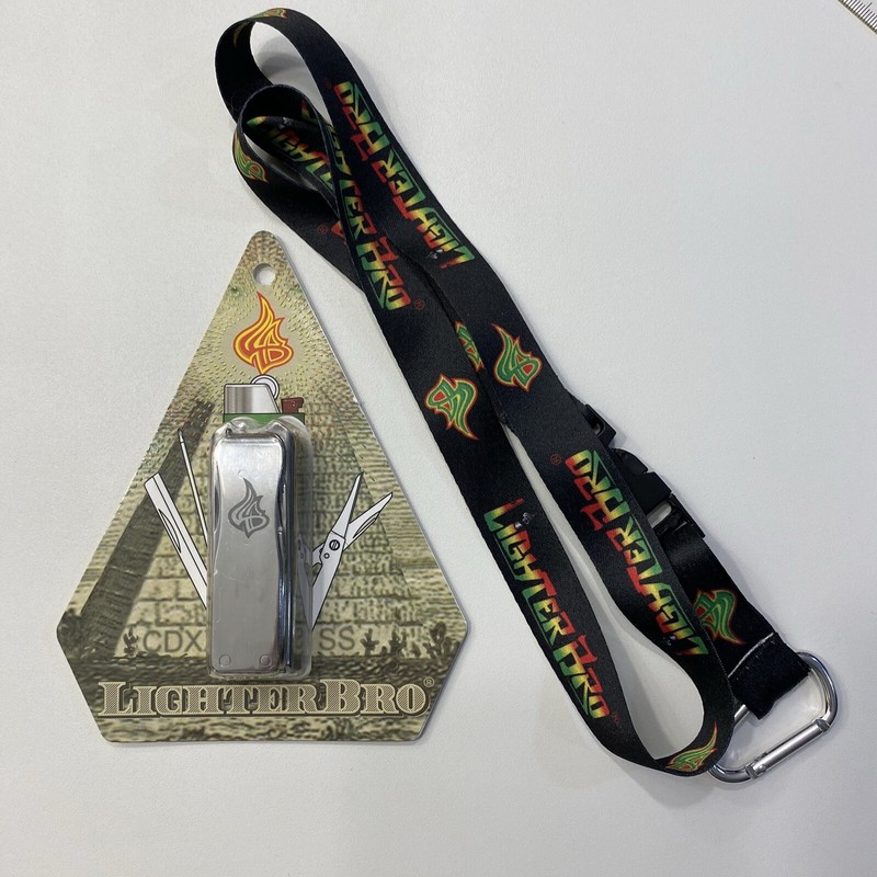 LighterBro Lighter Case with 7 in 1 Multi Tool - Silver - With Lanyard NEW