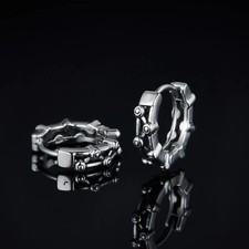 Silver Round Huggie Hoop Earrings For Men Women Punk Rock Jewelry Surgical Steel