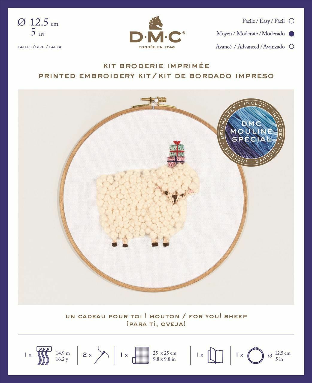 DMC CELEBRATIONS 'FOR YOU! SHEEP' PRINTED EMBROIDERY KIT eBay