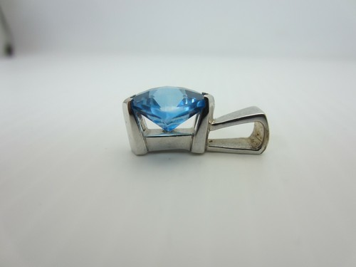 14k Blanco Oro Y 5.50CT London Topacio Azul Colgante Tablero de Ajedrez Corte - Imagen 4 de 8