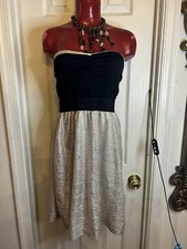 CHARLOTTE RUSSE MINI DRESS STRAPLESS SILVER SHIMMER /BLACK- SIZE M- JUNIORS
