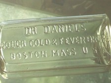 Cork top Dr. Daniels Cough Cold & Fever Drops Medicine Bottle. Boston, mass.