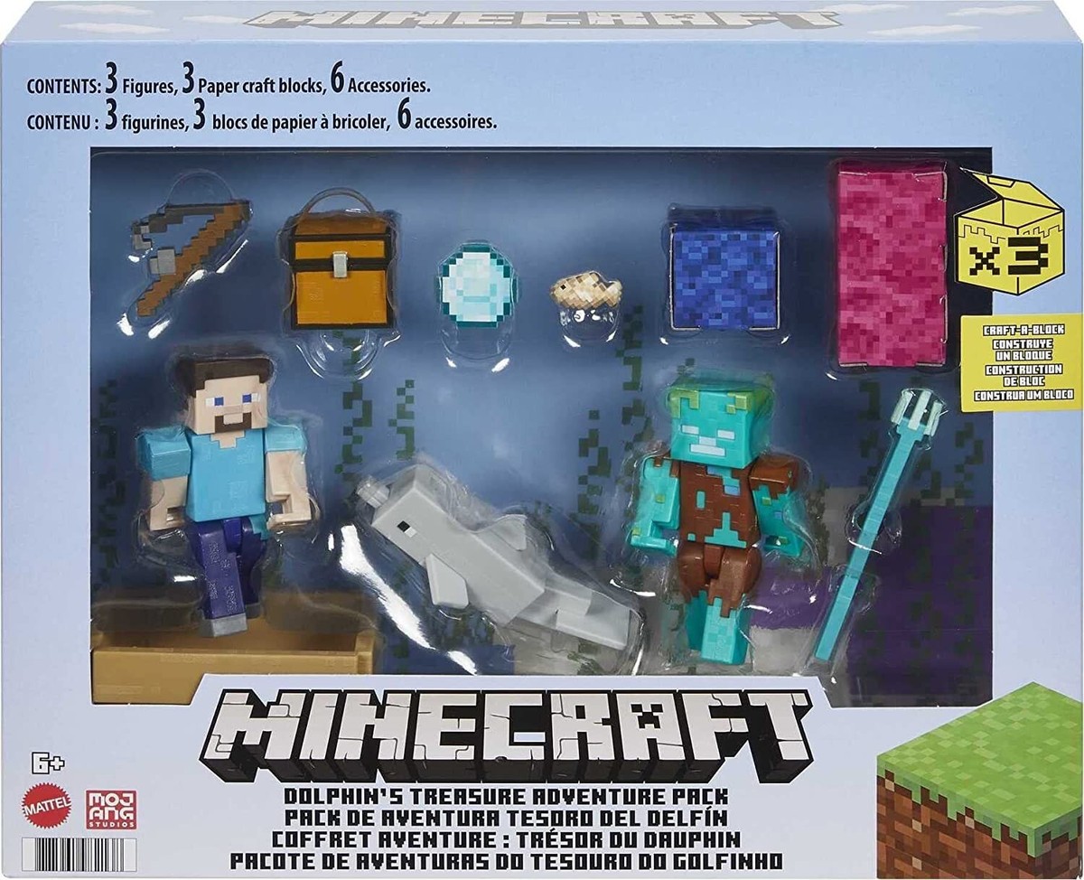 Minecraft DOLPHIN'S TREASURE ADVENTURE PACK Steve Drowned | eBay