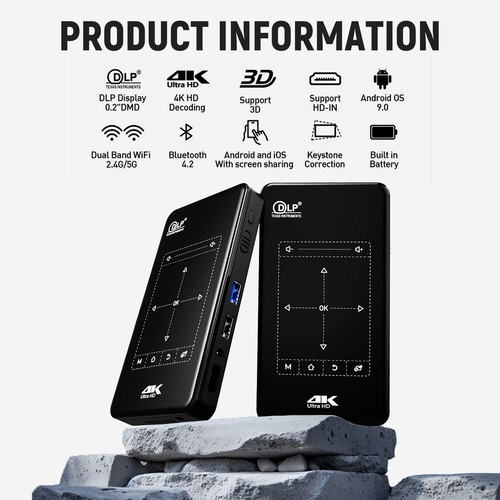 P09 Mini DLP Projector 4K Android 9.0 WiFi Bluetooth 1080P Home Theater System - Picture 7 of 24