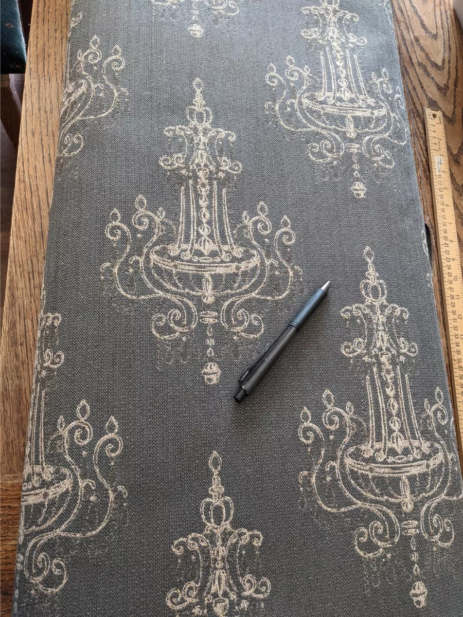 Gray Chandelier print tapestry upholstery fabric material buy by the yard stk8