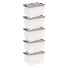 53 Qt. Plastic Storage Bins with Lids,Stackable Storage Containers,Totes,5 Pack