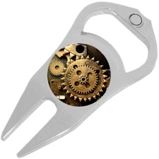 Steampunk Gears Golf Ball Marker Divot Repair Tool Bottle Opener