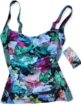 Hapari Womens Small (US 4-6) Melbourne Slimming Floral Tankini Top NEW