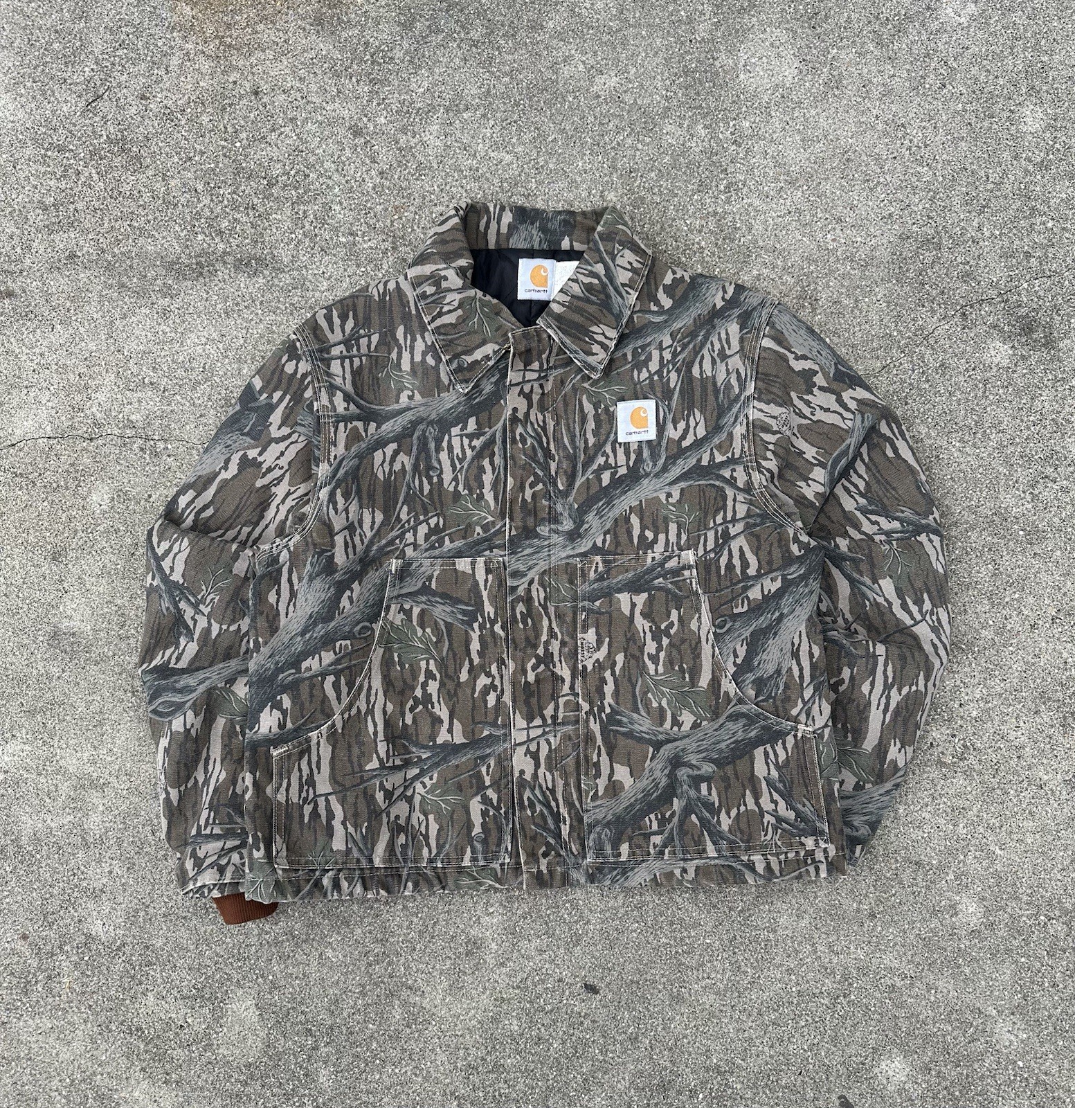 Vintage 90s Carhartt Real Tree Mossy Oak J63 Mot Arctic Jacket Size M-L