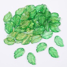 50Pcs Green Crystal Leaf Beads for Jewelry Making Bracelets Necklaces