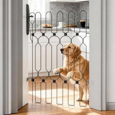 Metal Retractable Dog Gate for Front Door, Adjustable Pet Barrier  Door Bloc...