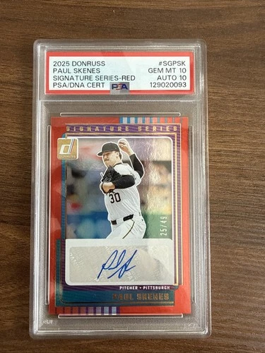 2025 Donruss Paul Skenes Signature Series Auto Red /49 PSA 10 Auto 10