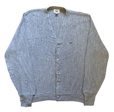 Izod Lacoste 100 % Acryl Vintage 80er Knopfleiste grau Strickjacke Herren Größe Large