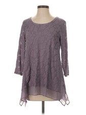 Simply Vera Vera Wang Women Gray 3/4 Sleeve Blouse S