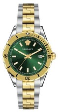 Versace Watch Hellenyium Green Dial Steel Two-Tone 42mm Swiss Quartz WR