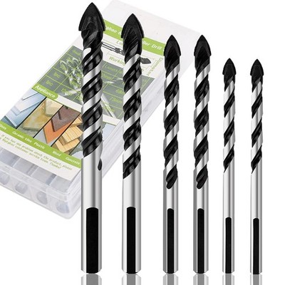6PCS Ceramic Tile Drill Bits, Masonry Drill Bits Set for Glass, Brick, Tile, ...
