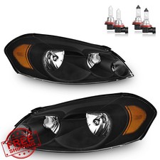 ROADEAL Halogen Headlights w/Bulbs Black 06-13 Impala