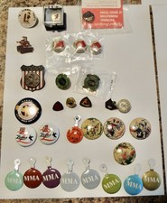 LOT 31 Vtg Pins Pinbacks Buttons Service USPS Zorro AMA MMA CJ Flags Dealers
