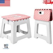 Folding Step Stool for Adults, Kids Bathroom Stool, Plastic Pink Stepping Stool