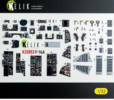 KeliK F-14A Cockpit 3D Interior Decals for Tamiya Kit 1/32 K32053
