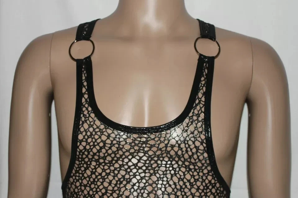 Manstore String Body M2118 Gr. M schwarz Glitter Netz transparent durchsichtig - Bild 2 von 4