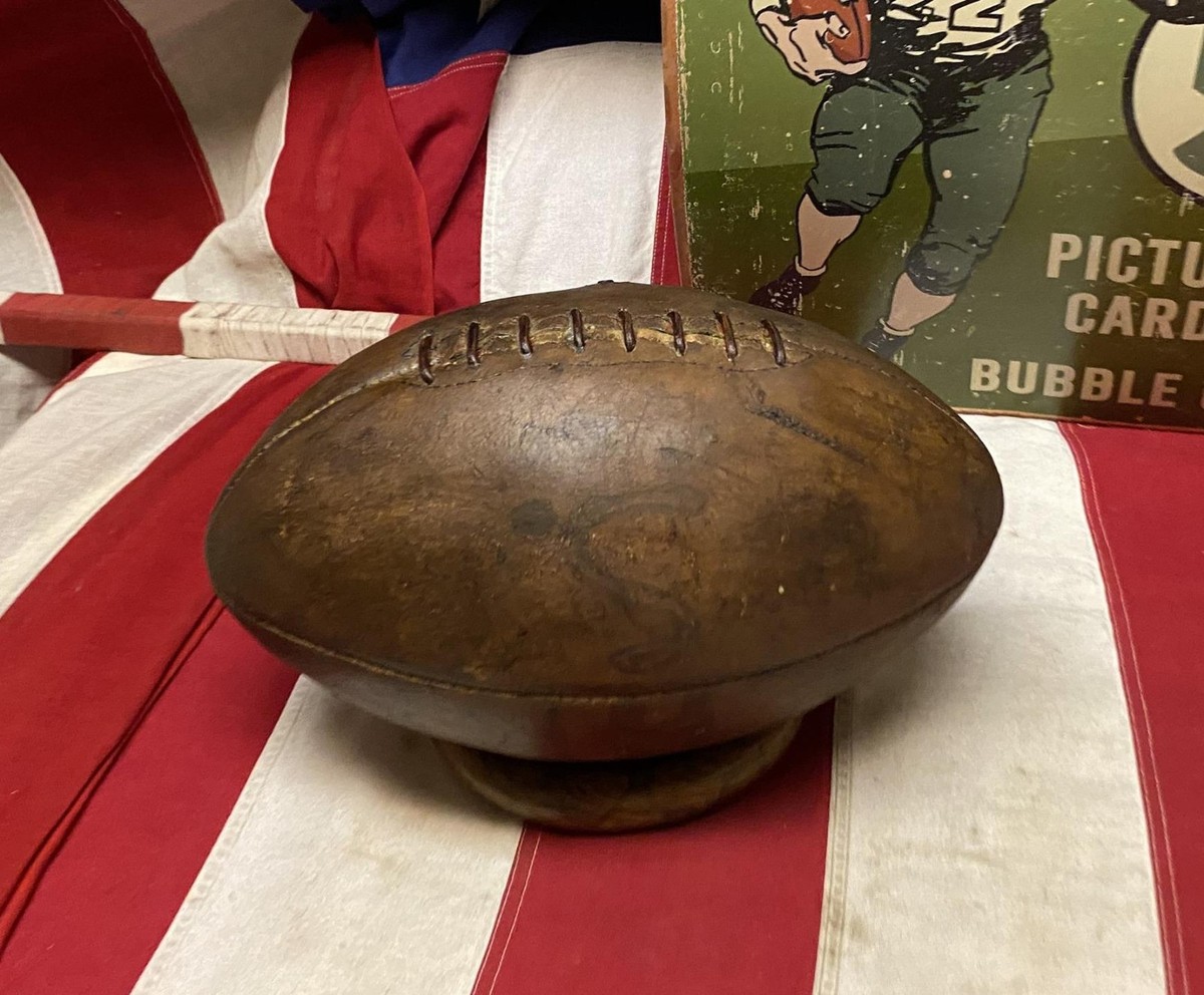 Vintage 1950s Leather Official Size Football w/ Laces 'Chris