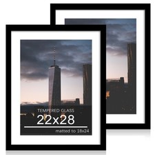 22x28 Picture Frame Set of 2, 22 x 28 Wood Poster Frames with Mat for 18x24, ...
