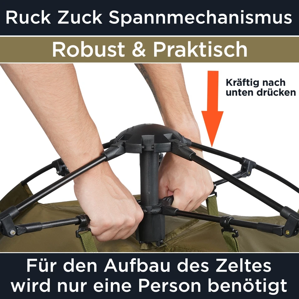 B-WARE Q-Tac Ruck Zuck Bivvy Angelzelt Vorne Geöffnet, 2 Mann Karpfenzelt - Bild 3 von 4