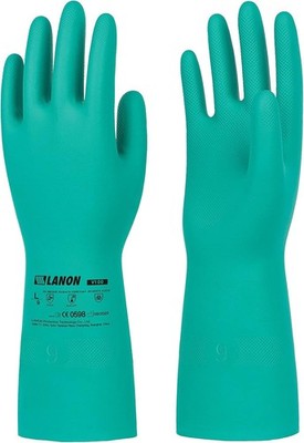 LANON 3 Pairs Nitrile Chemical Resistant Gloves, Reusable Heavy-Duty Rubber G...