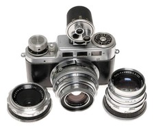 Diax IIa 35mm Rangefinder Film Camera with Lenses and Case