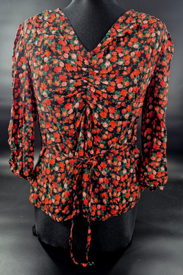 Primark - Damen Rosen Bluse Shirt Gr. 40 (UK 12) 100% Viskose Langarm Top