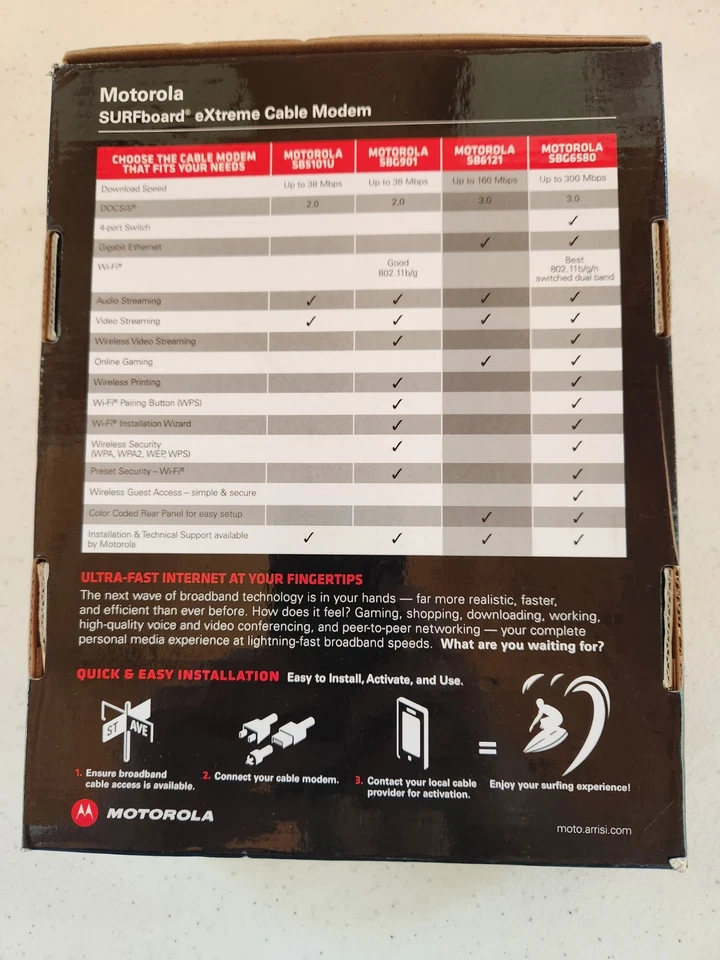 MOTOROLA eXtreme SURFboard SB6121 SB 6121 DOCSIS 3.0 CABLE MODEM (575319-019-00) - Image 3 of 4