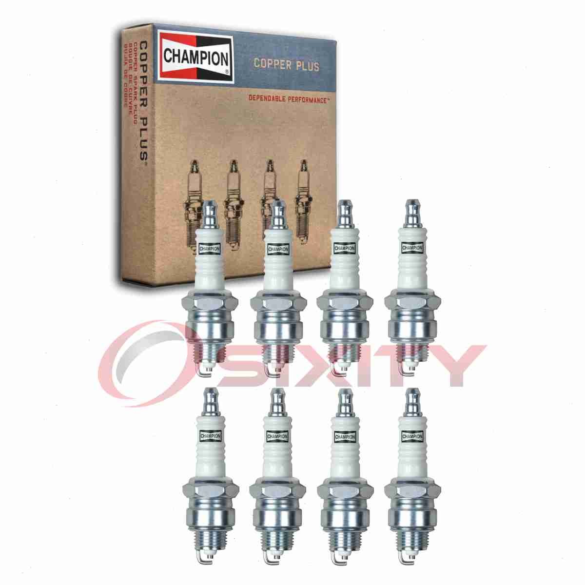 8 pc Champion Copper Plus Spark Plugs for 1967-1974 Monteverdi 375 7.2L V8 rn