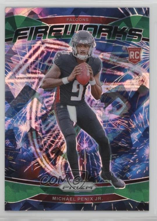 2024 Panini Prizm Fireworks Green Ice Prizm Michael Penix Jr #16 Rookie RC