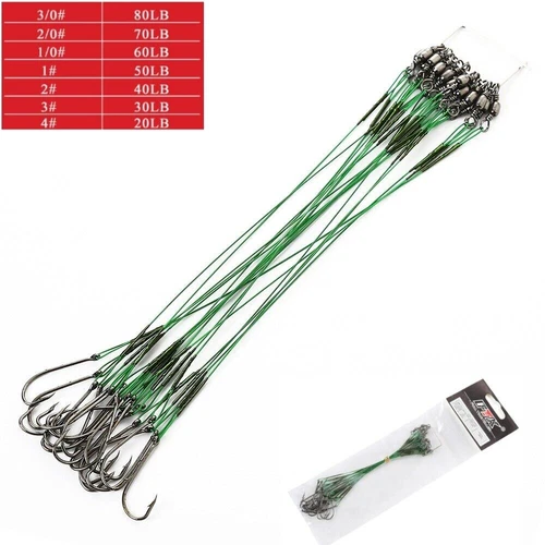 Fishing Wire Leader Hook Rig Stainless Steel Trace Lures Snells Wire with Swivel