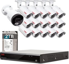 AI Camera  15pcs 5MP PoE Security Cameras Wired with 4K 16CH NVR with 2TB HDD
