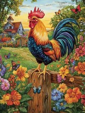 Farm Chicken Diamond Art Kits for Adults,Animal Rooster 5D Diamond Painting Kits
