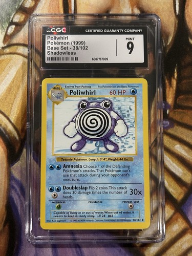 Poliwhirl (Shadowless) graded CGC 9 for sale on eBay