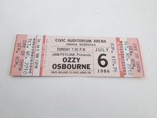 OZZY OSBOURNE Unused Concert Ticket Omaha NE 7/6/1986 Civic Auditorium