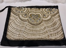 Charming Charlie RSVP Clutch Shoulder Crossbody Purse Rhinestone Beads Cream