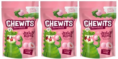 3 CHEWITS JUICY BITES Strawberry Flavor Chewy Candies 115g 4.05oz