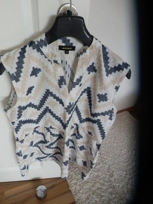 Damen Blusen Top, Gr. 36 '' MORE & MORE'' gemuster leicht ausgestellt
