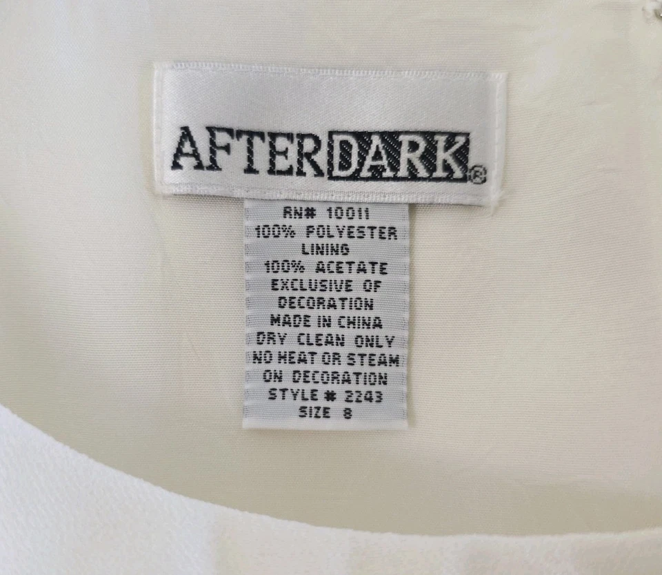 Womens After Dark Beaded LONG Sleeve Formal Dress 8 Medium Ivory Attached Top - Image 4 of 4