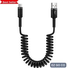 Fast Charger Cable Coiled USB C for Car 3FT Android Auto Type A to C Phone