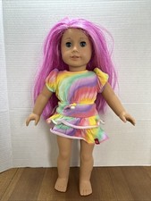 American Girl 18  Doll 87 - Just Like You - Light Skin Magenta Hair Blue Eyes
