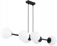 Pendelleuchte KüChe 6-Flammig Glas Schwarz Weiß E27 L:90 Cm HäNgelampe Esszimmer