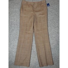 Chaps Womens Brown Glen Plaid 100% Wool Straight Leg Dress Pants Size 8 NWT