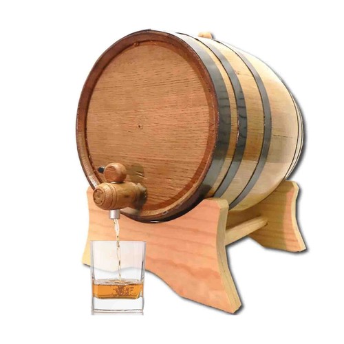 5 Gallon Oak Aging Barrel with Stand, Bung and Spigot - Wooden Whiskey Barrel...