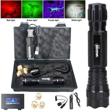 Hunting Flashlight Red Green White UV LED Lamp Predator Coyote Night Hog Torch